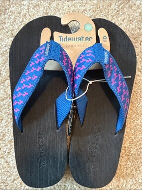 Tidewater Boardwalk pink pony unicorn sandal thong shoe 9 10 blue shoe